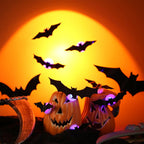 Halloween LED Night Light Self-adhesive 3D Stereoscopic Bat Wall Decal Indoor Bats Decor Lamp Flashing Wall Light Party Supplies