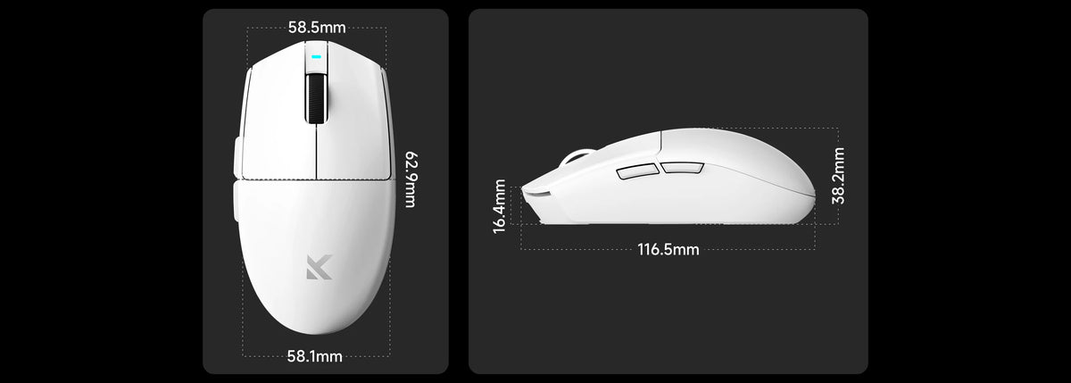 MCHOSE G3 V2 Wireless Gaming Mouse PAW 3395 Sensor Tri-mode 800mAh All-Around Grip Omron Mechanical Switches TTC Silver Wheel