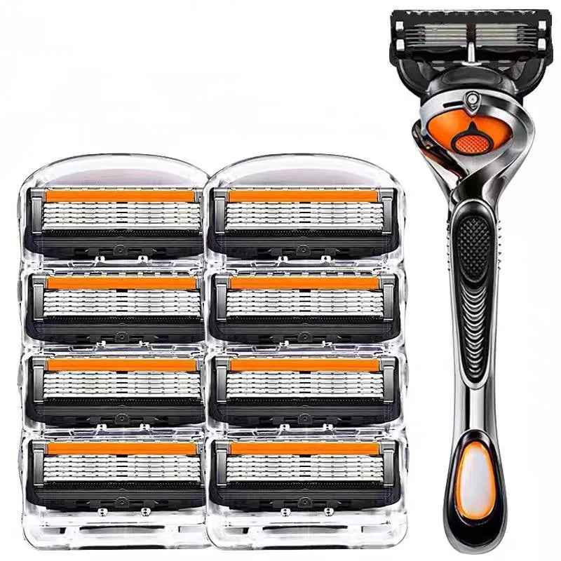5-Layer Replaceable Safety Blades, Men's Manual Razor, Stainless Steel Blades, Suitable for Daily Facial Cleaning and Care