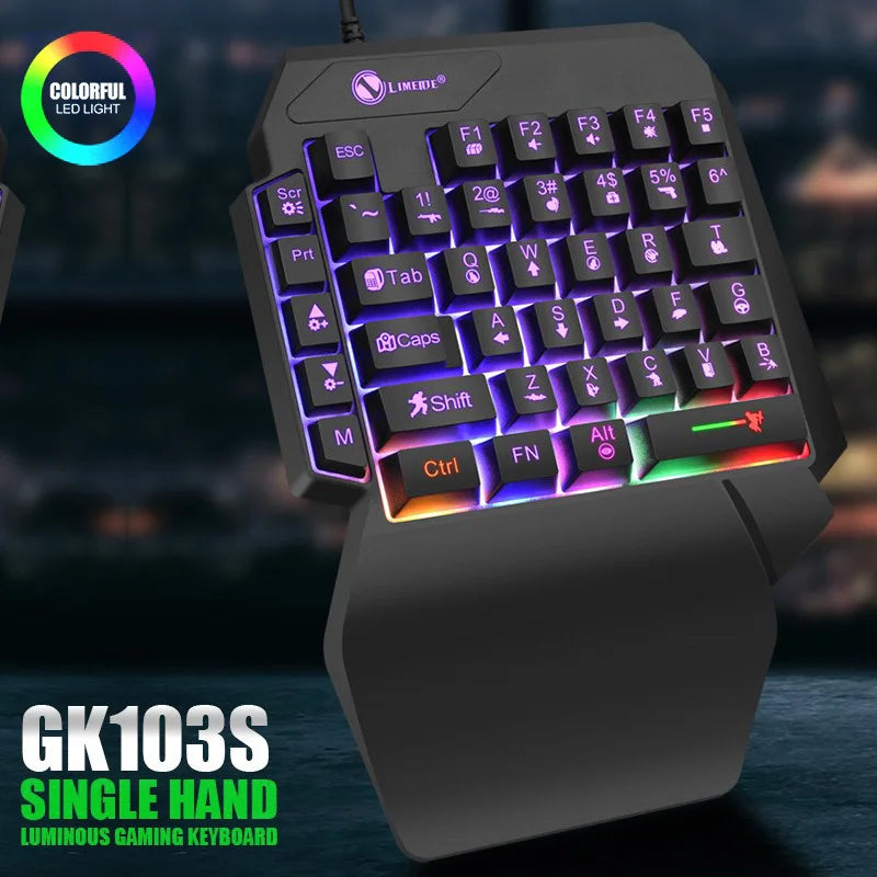 Teclado para juegos de una sola mano de 35 teclas, mini teclado USB ultradelgado con retroiluminación con cable para laptop, PC de escritorio, smartphone