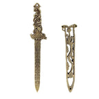 Brass Sword Pendant Waist Decoration Exquisite Double-Sided Carved Small Sword Handle Antique Copper Craft Ornament