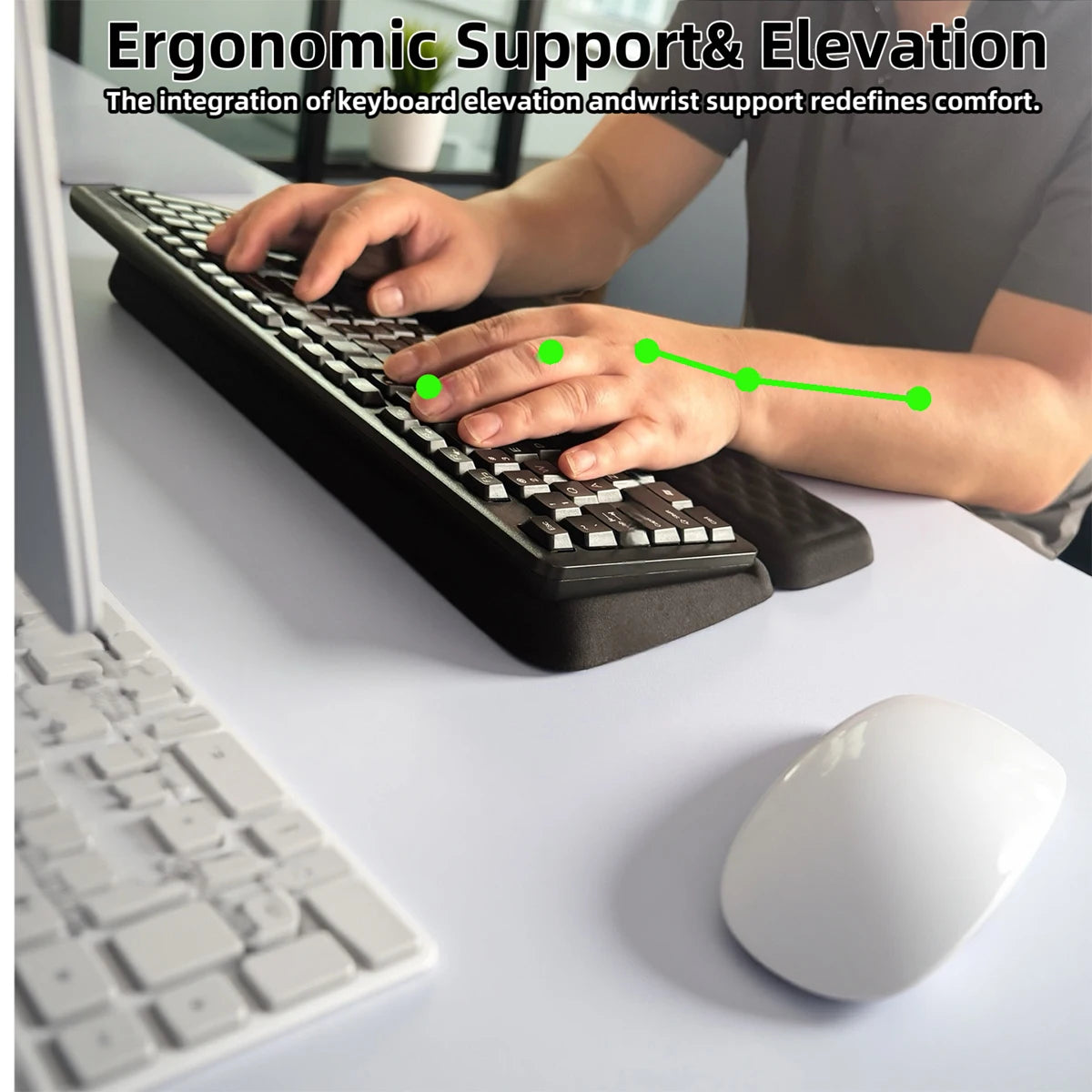 Keyboard Wrist Rest, Ergonomic Memory Foam Wrist Support for Typing & Gaming, Tilted Keyboard Pad, Aesthetic Desk Accessories Fo