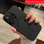 For Magsafe Magnetic Wireless Charge Case For iPhone 17 16 15 14 13 12 11 Pro Max Plus Air Silicone Glass Lens Protection Cover