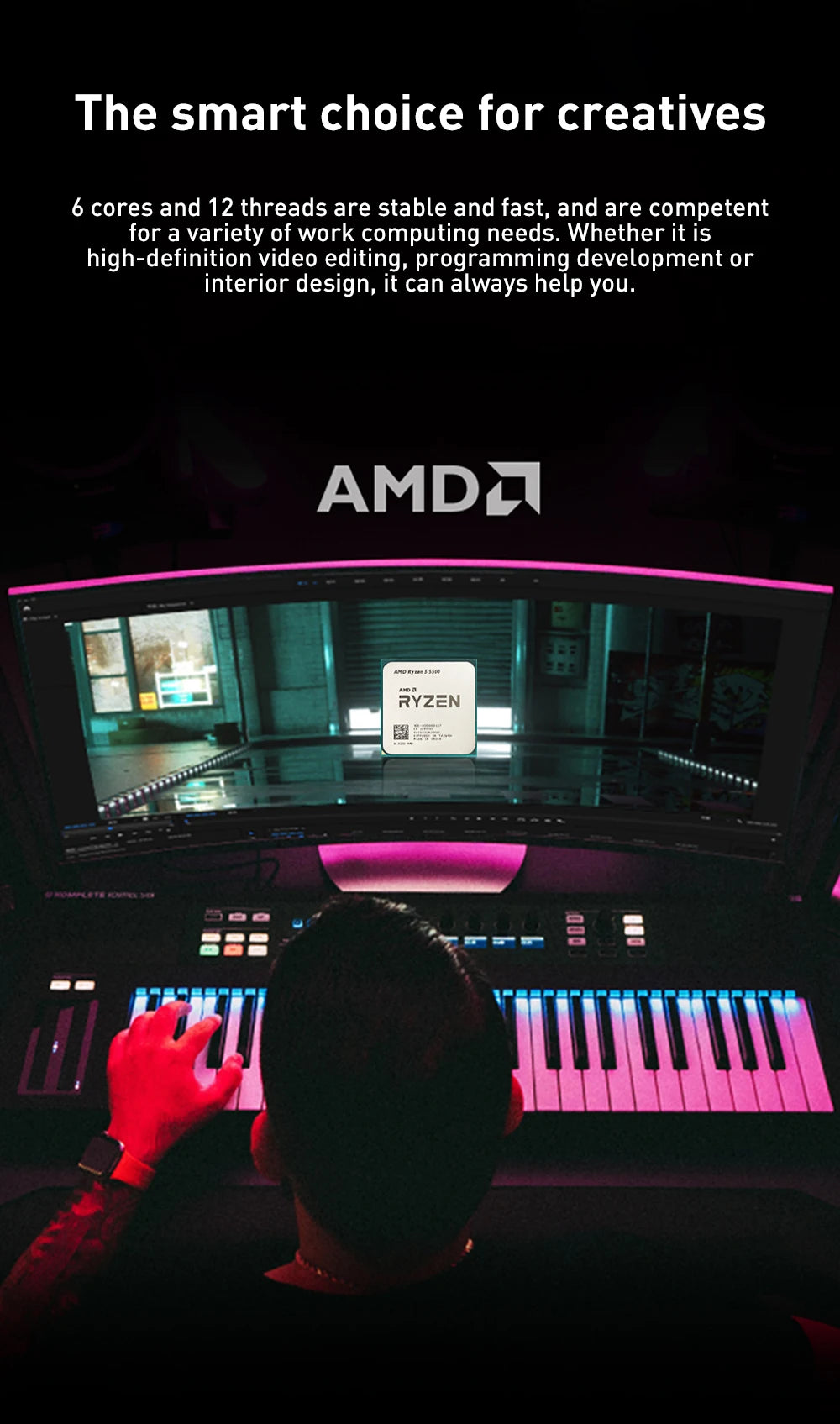 AMD Ryzen 5 5500 3.6GHz 6-Core 12-Thread Socket AM4 NEW Gaming Processor DDR4 L3=16M 65W 7NM R5 5500 but without fan