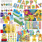 PokeMoned Theme Party Favors Slap Bracelets Stickers Keychain Party Gifts Goodie Bag Stuffers Fillers Birthday Party Decorations