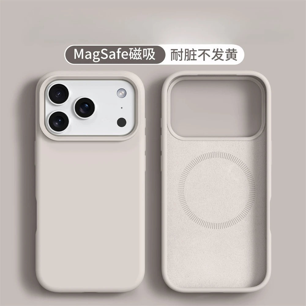 Liquid Silicone Magnetic for MagSafe Phone Case for IPhone17ProMax 16 15 18 13 17Air Solid Color Skin Protection Soft Back Cover