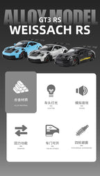 1:24 911 GT3 RS Alloy Sports Car Model Collection Ornament Toy Vehicle Diecast Miniature Voiture Boyfriend Gift