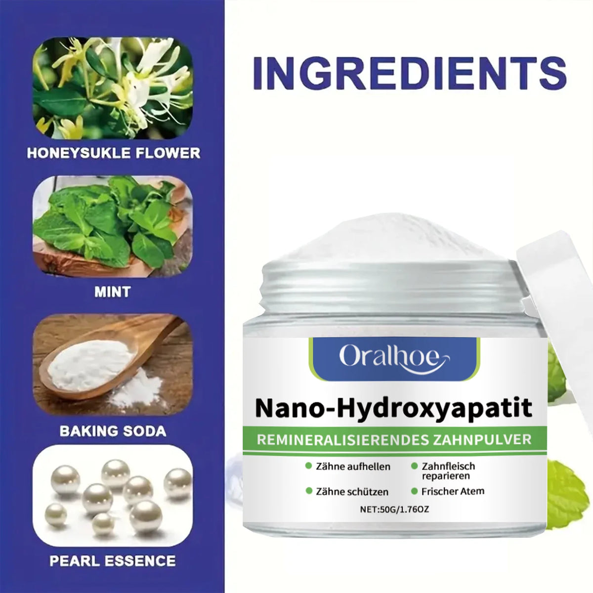 With Hydroxyapatite10%-Infused Winter Whitening Tooth Powder: Enamel Repair, Deep Cleaning & Long-Lasting Fresh Breath