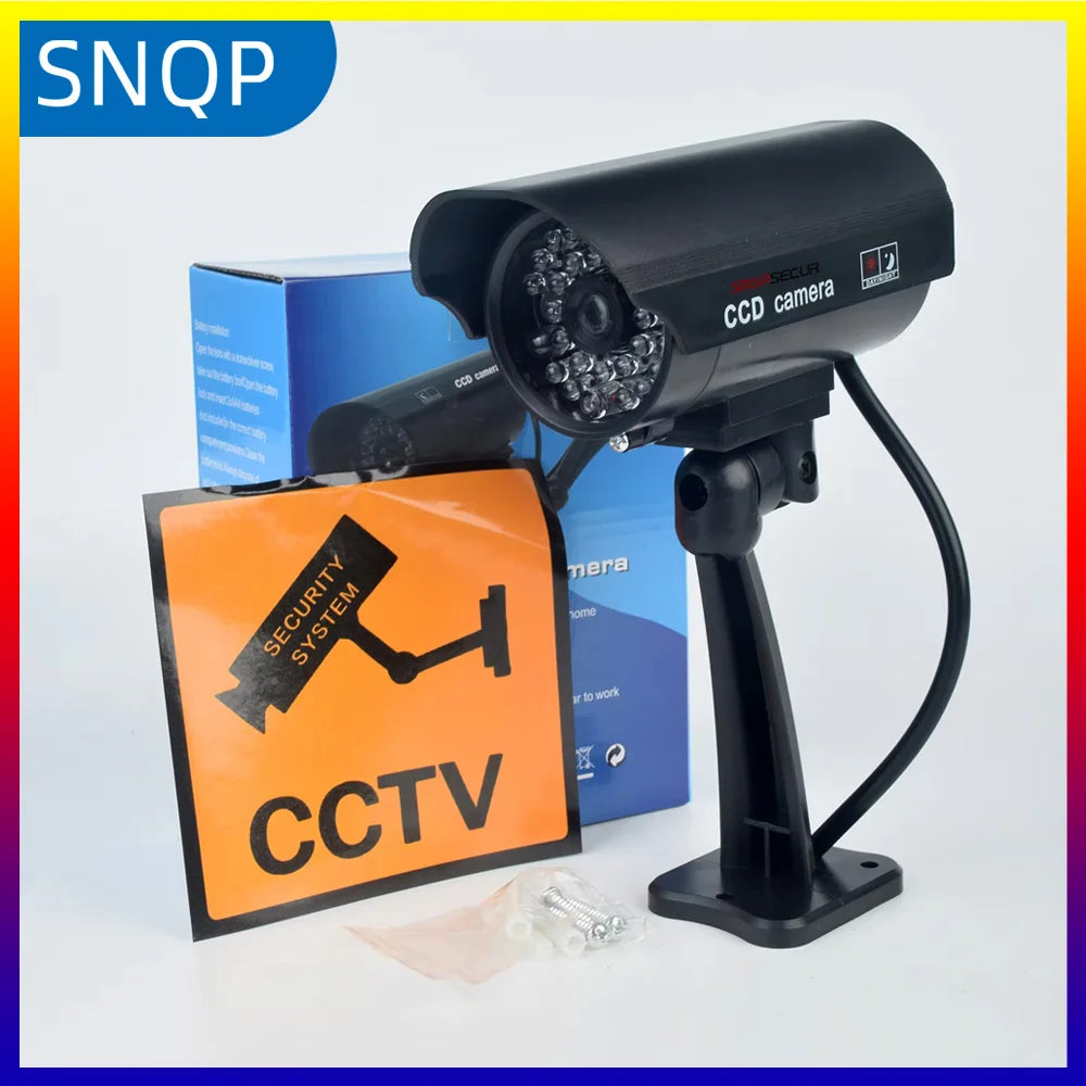 SNQP Fake Camera Dummy Waterproof Security CCTV Surveillance Camera With Flashing Red Led Light Outdoor Indoor