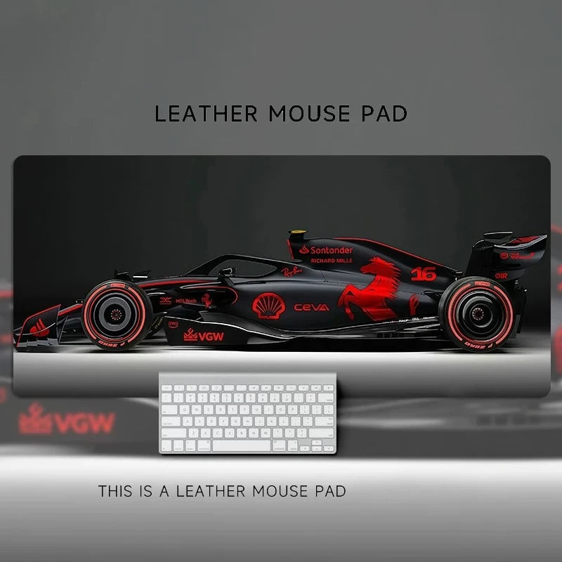 HD Boys Loves  F1 Racing Car Leather Mouse Pad Oversized Computer Desk Workstation Desk Non-slip and Dirty-resistant Mouse Pad