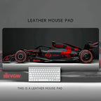 HD Boys Loves  F1 Racing Car Leather Mouse Pad Oversized Computer Desk Workstation Desk Non-slip and Dirty-resistant Mouse Pad