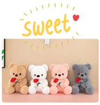 Wedding Rose Bear Plush Toy Cute Stuffed Animal Gift for Valentines Day Anniversary and Romantic Celebration Decor