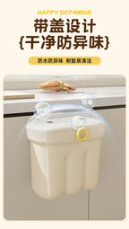 Kitchen garbage bin, household with lid, wall mounted garbage bin, no bending, large capacity, bathroom, hanging garbage bin