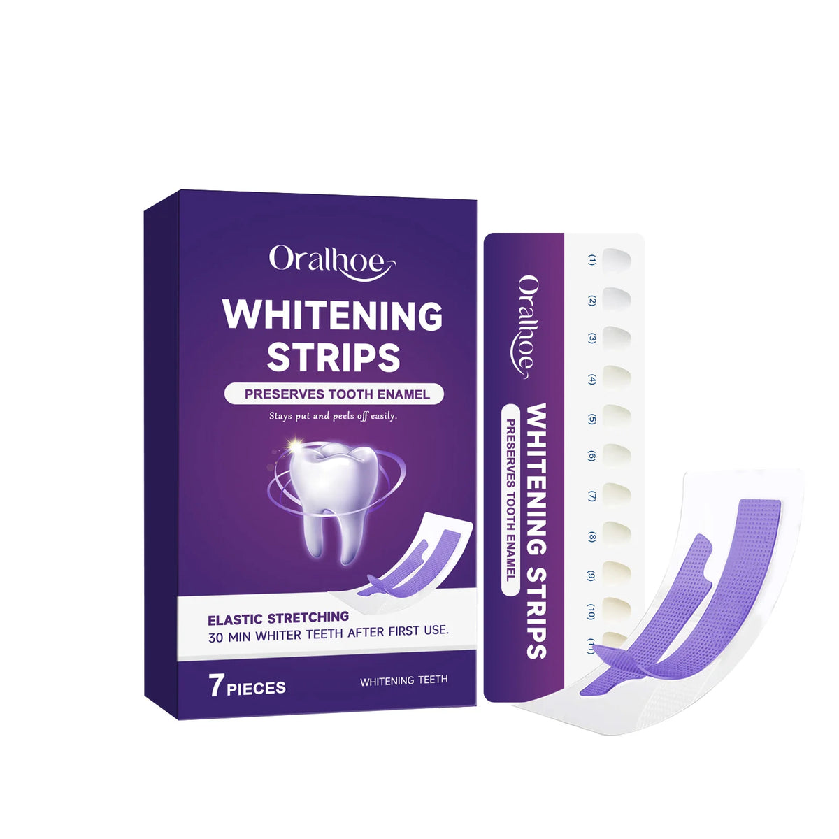 Purple Teeth Whitening Strips 30 Minutes Oral Cleaning Removal Gel Improve Dental Yellowing Oral Care, for With Shade