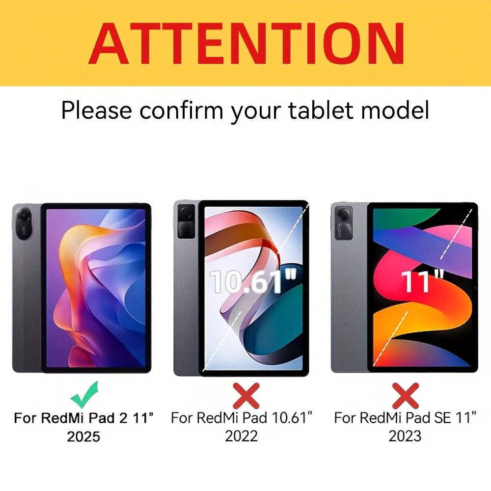 Case for Xiaomi Redmi Pad 2 2025 11-inch PU Leather Flip Smart Cover,Magnetic Stand Case,Soft Silicone Back Shell