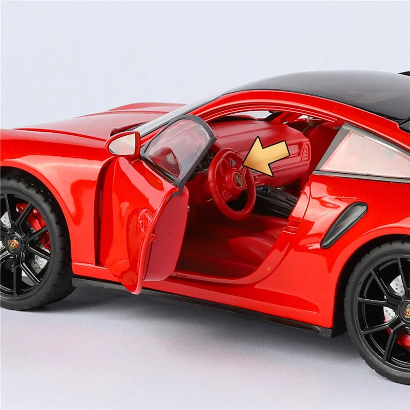 1:24 Porsche 911 992 Turbo S Alloy Sports Car Model Diecast Metal Racing Vehicles Car Model Simulation Sound Light Kids Toy Gift