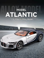 1:32 Atlantic Tourbillon Car Model Alloy Diecast Toys Doors Opened Sound Light Pull Back Miniature Models Office Table Ornaments