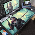 Black Gaming Mousepad XXL Rubber Non-slip Office Deskmat Anime Girl Playmat C-Cyberpunks Style Lock Edge PC Keyboard Accessories