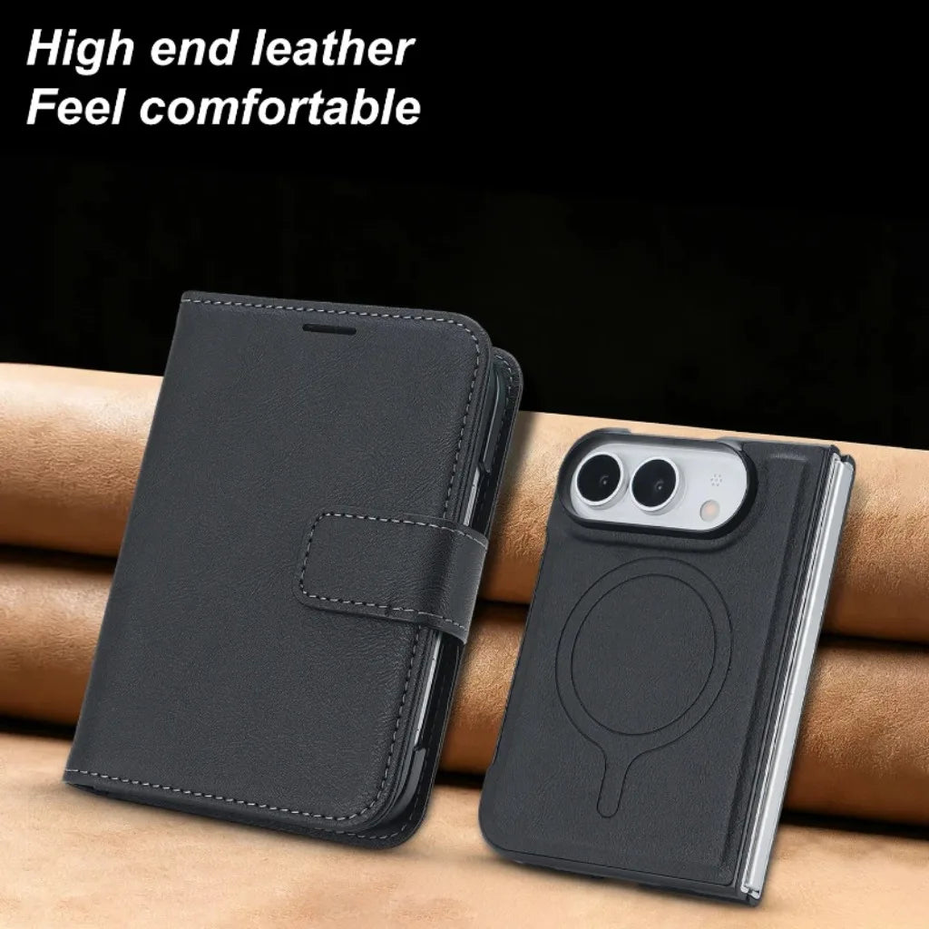 2 in 1 Detachable For Magsafe Magnetic Wallet Card Slot Flip Phone Case For Apple iPhone Duo 18 Fold 2026 PU Leather Cover
