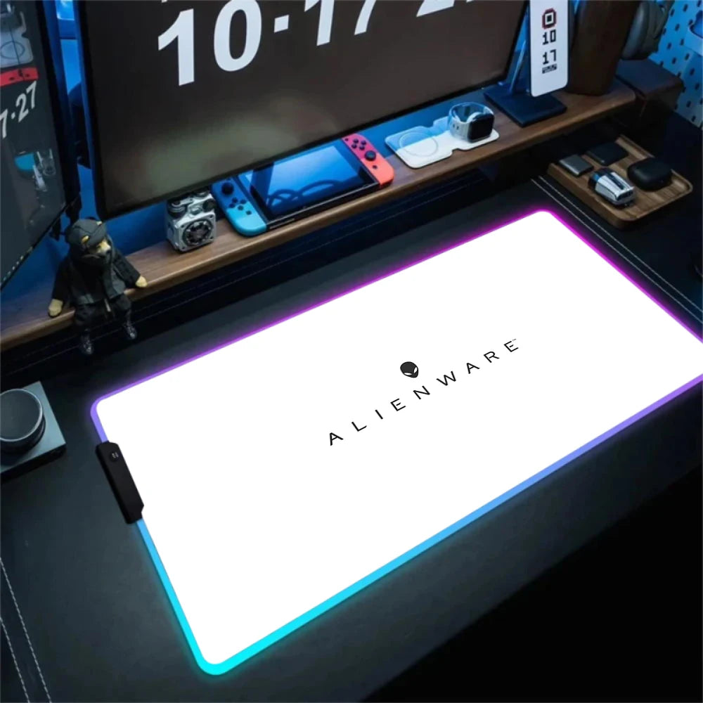 Alfombrilla de escritorio grande para teclado PC gamer XXL 900x400 RGB Alienware, alfombrilla de ratón gaming LED, accesorios de ordenador, Tapis De Souris Mousepads