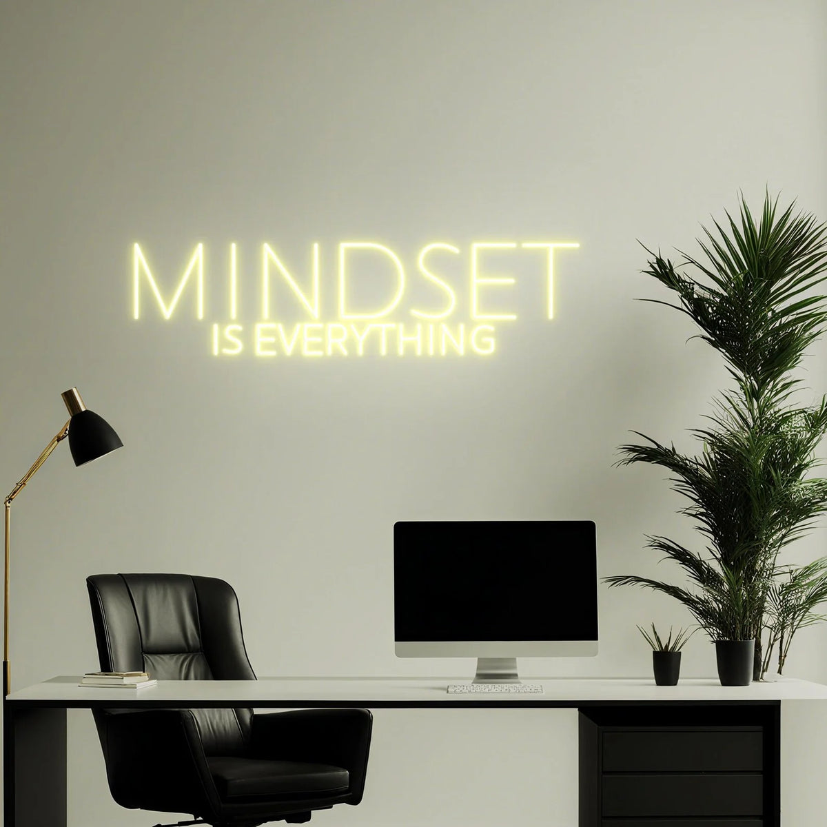 Mindset Is Everything Neon Sign , Motivational LED Wall Light ,Inspirational Quote Wall Decor for Office, Gym Home Decor