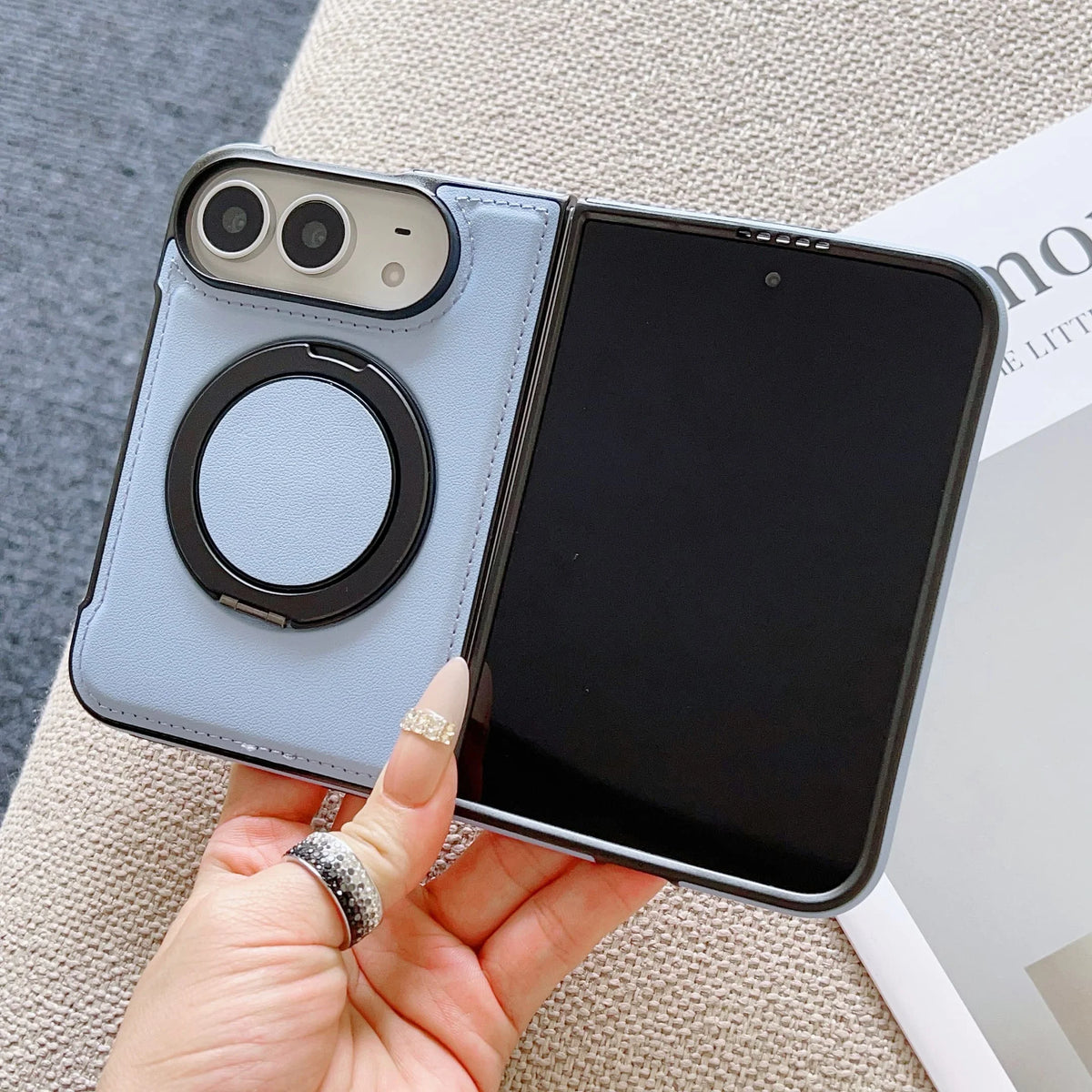360° Rotating Bracket Magnetic Case For iPhone Duo For Magsafe PU Leather Shockproof Cover Funda