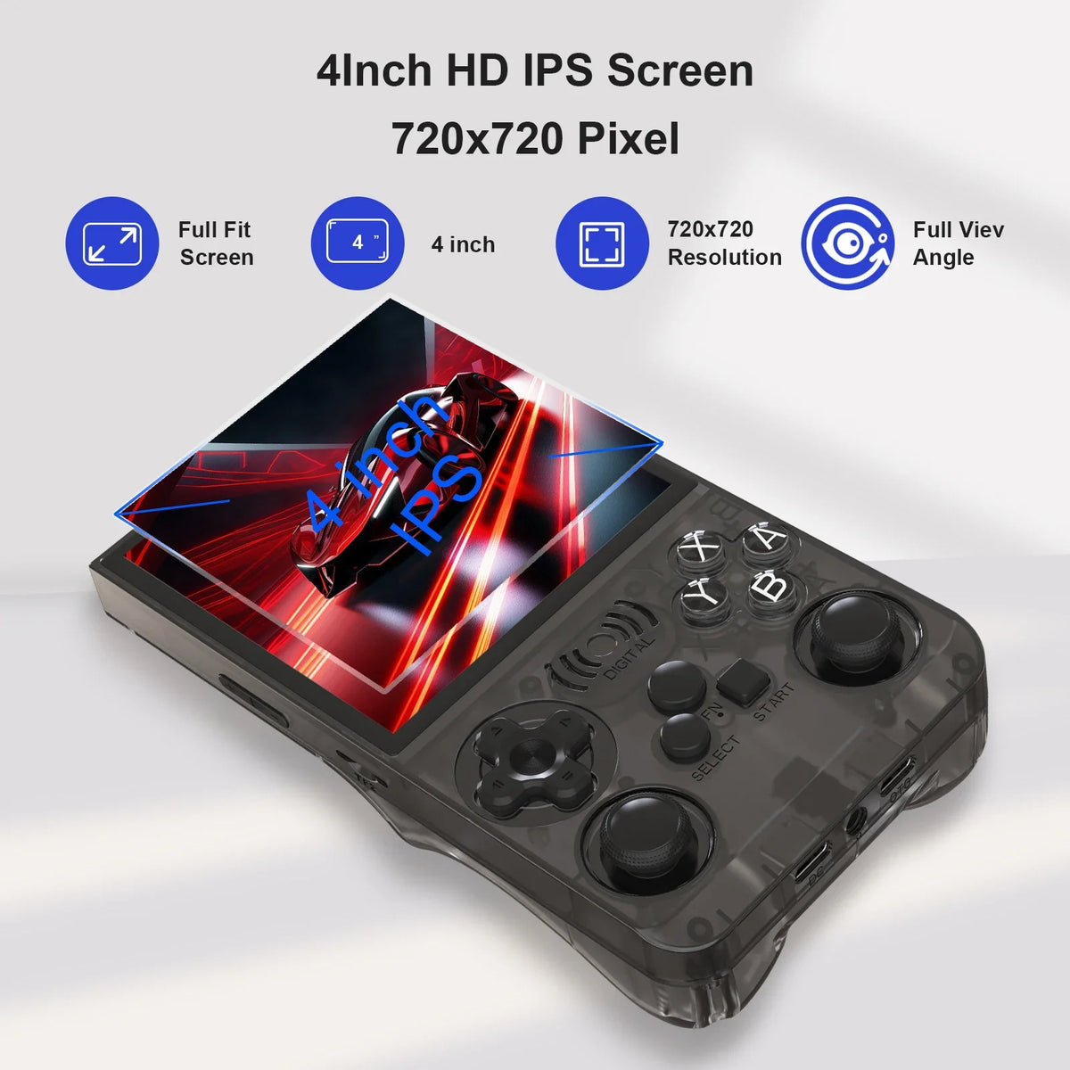 Consola de videojuegos retro portátil GAMINJA ANS13 15000+ juegos integrados Linux Pantalla IPS de 4,0 pulgadas Consola de juegos de bolsillo portátil
