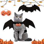 Halloween Pet Bat Wings Costume Cat Dog Clothes with 2 Pumpkin Bells Cosplay Outfit for Small Cats Dogs Party Dress Up Fun
