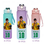 750ML Messi Modrić Neymar Football Star Straw Water Cup Portable Fitness Drink Bottle Kettle Leakproof Drinkware Fans Gifts