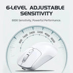 Wireless Mouse Bluetooth 5.4 2.4G Type-C Tri-Mode Rechargeable Gaming Mouse 8000 DPI 1000Hz Lightweight 58g RGB Mouse for PC Laptop Phone Tablet
