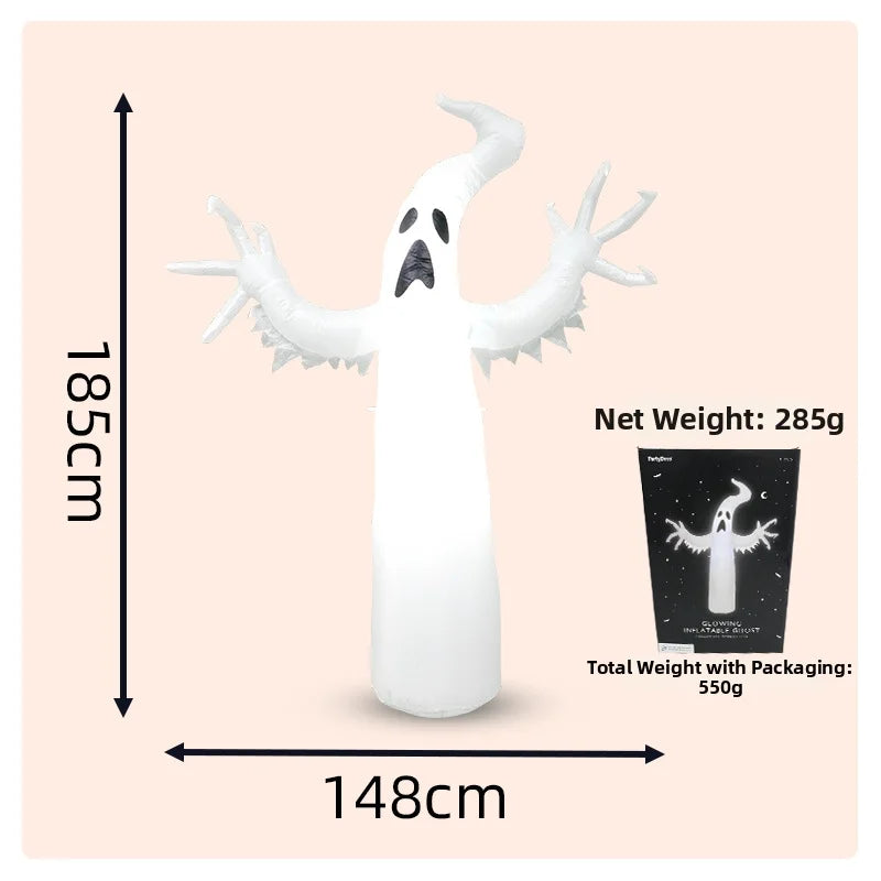Large Inflatable Halloween Ghost Decor, Standing Ghost Yard Decoration, PVC Outdoor Lawn Garden Halloween Party Display Prop