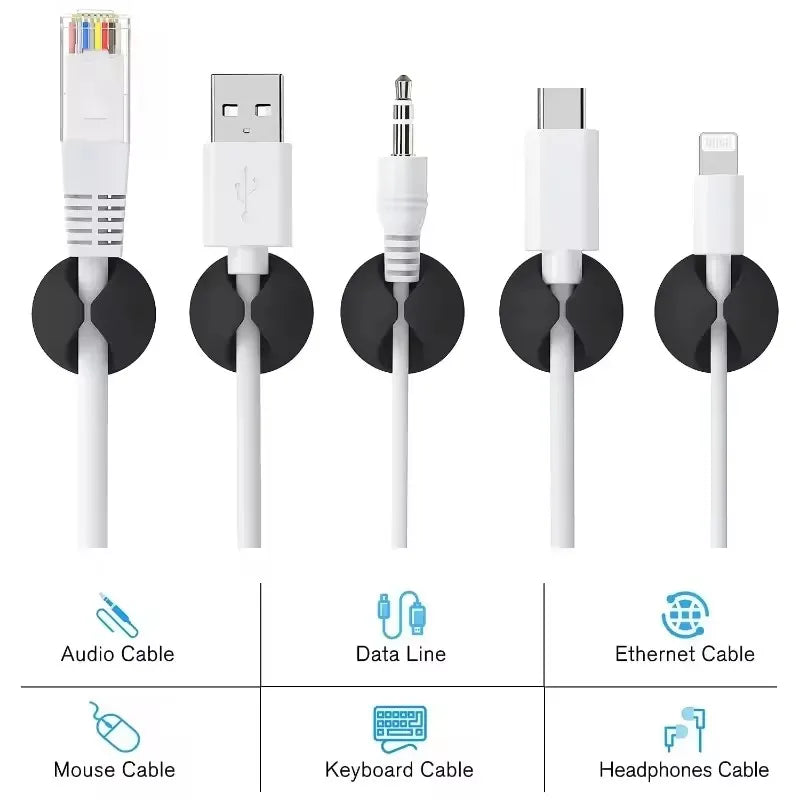 5/50 Unidades Mini Enrollacables Organizador USB Clips de Cable de Carga Sujetacables Organizador de Escritorio Protectores de Cables y Alambres en Casa Oficina Coche