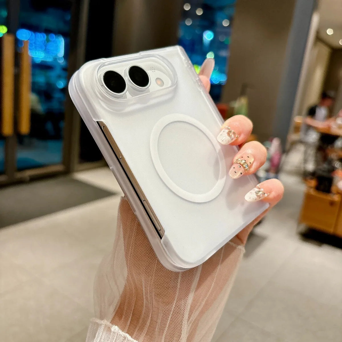 Solid Color Skin Feel Hinge Protection Case For iPhone Duo 18Duo 18 Fold Shockproof Folding Phone Cover