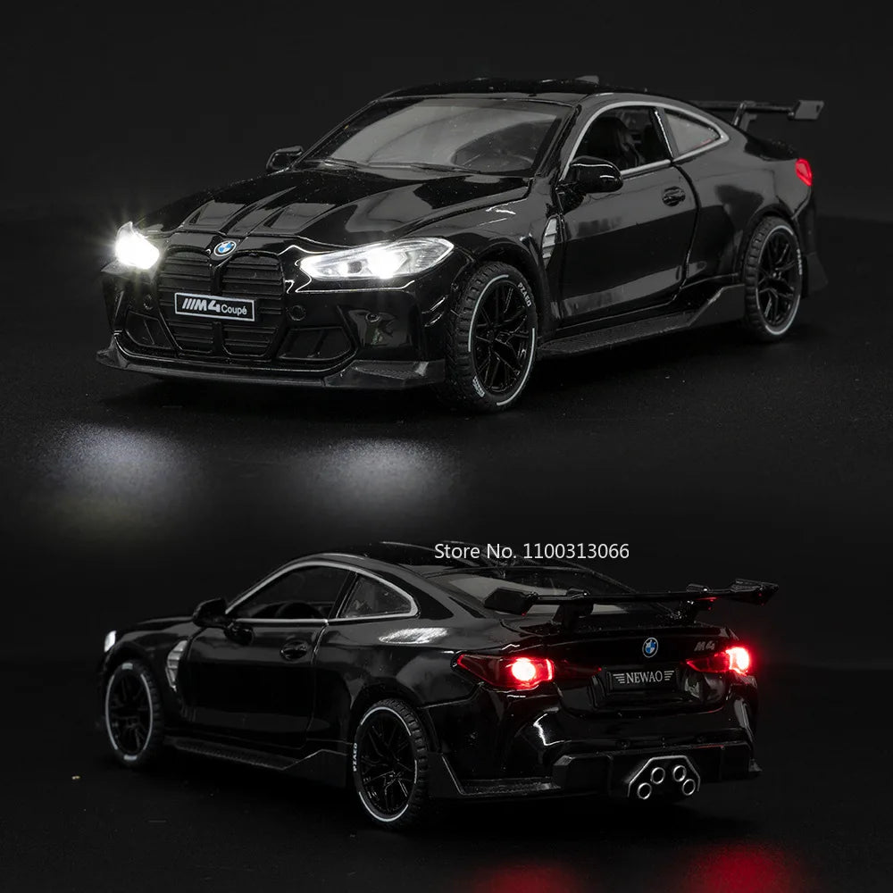 1/32 Scale M4 Alloy Car Models Metal Diecast Toys Vehicle with Simulation Sound and Light Sport Car Toys for Kids Birthday Gifts