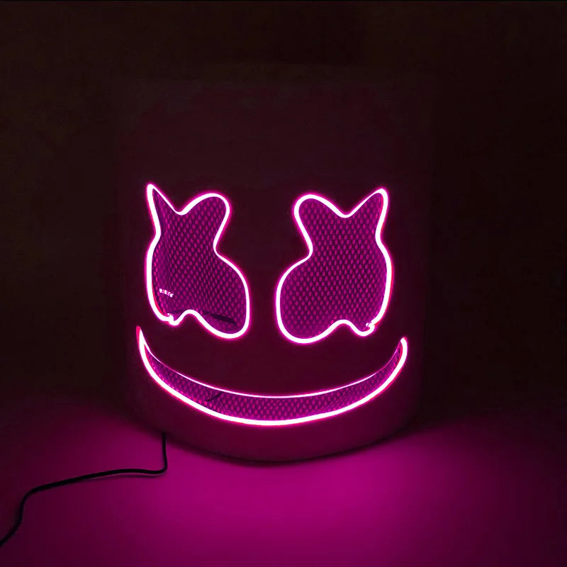 Fashion Luminous LED Mask DJ Costumes Accessories Glow Supplies Neon Light Marshmallow  Mask For Music Festival Nightclub Dance