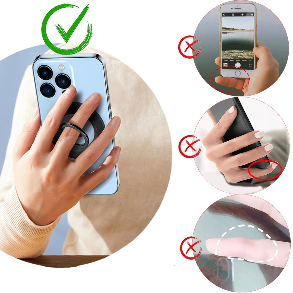 Double Sided Magnetic Suction 3 Sections Shimmering Powder Magnetic Ring Phone Holder 360° Rotatable Ultra Light Ultra Thin Allo