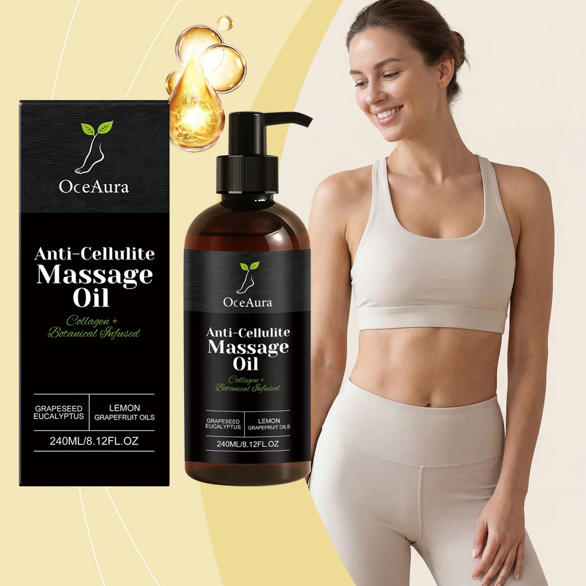 Collagen Anti-Cellulite Massage Oil Abdomen Thigh Firming Nourishing Dry Skin Glowing Soothing Revitalizing Tightening Body Oil