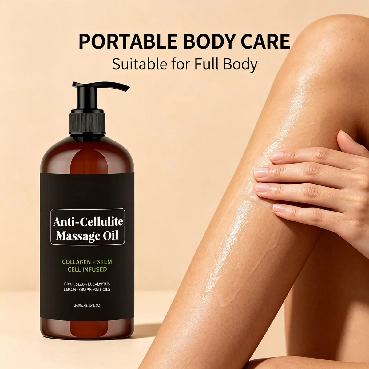 Anti-cellulite Body Massage Oil Natural Plant Essential OilRelaxing Soothing Moisturizing Skin Care Lightweight Non Greasy 240ml