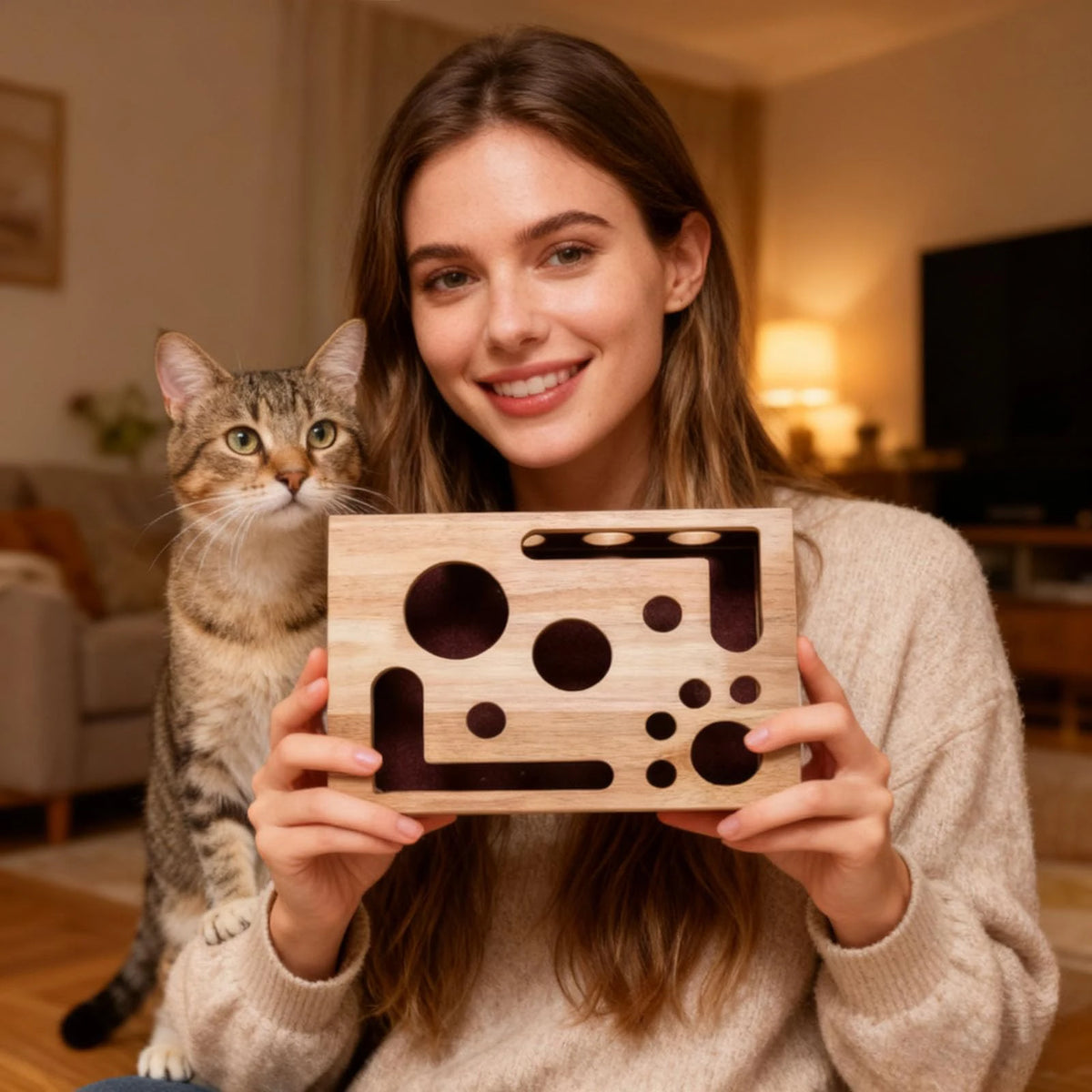 Juguetes de madera para gatos, rascadores de uñas, laberinto, estilo túnel, caja de excavación, juguetes interactivos para rascar de interior
