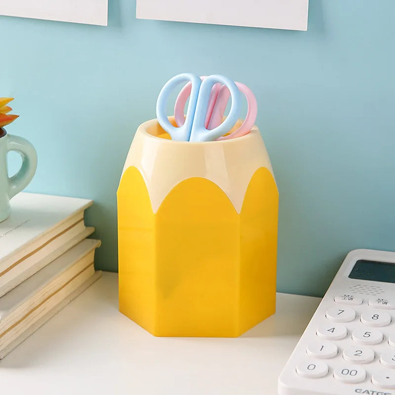 Cute Pencil Holder Desk Organizer Stationery Storage Box   Large Mouth Pen Holder Makeup Brush Organizer Box Office Accessories
