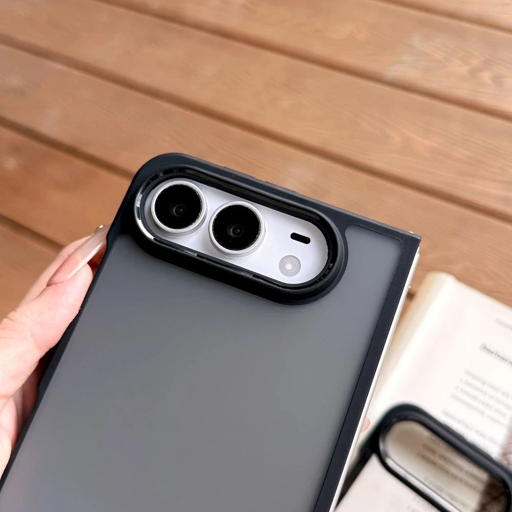 For iPhone Duo Case Luxury Translucent Matte Ultra Thin PC Case for iPhone Duo 18Fold Shockproof Metal Connector Hard Cover