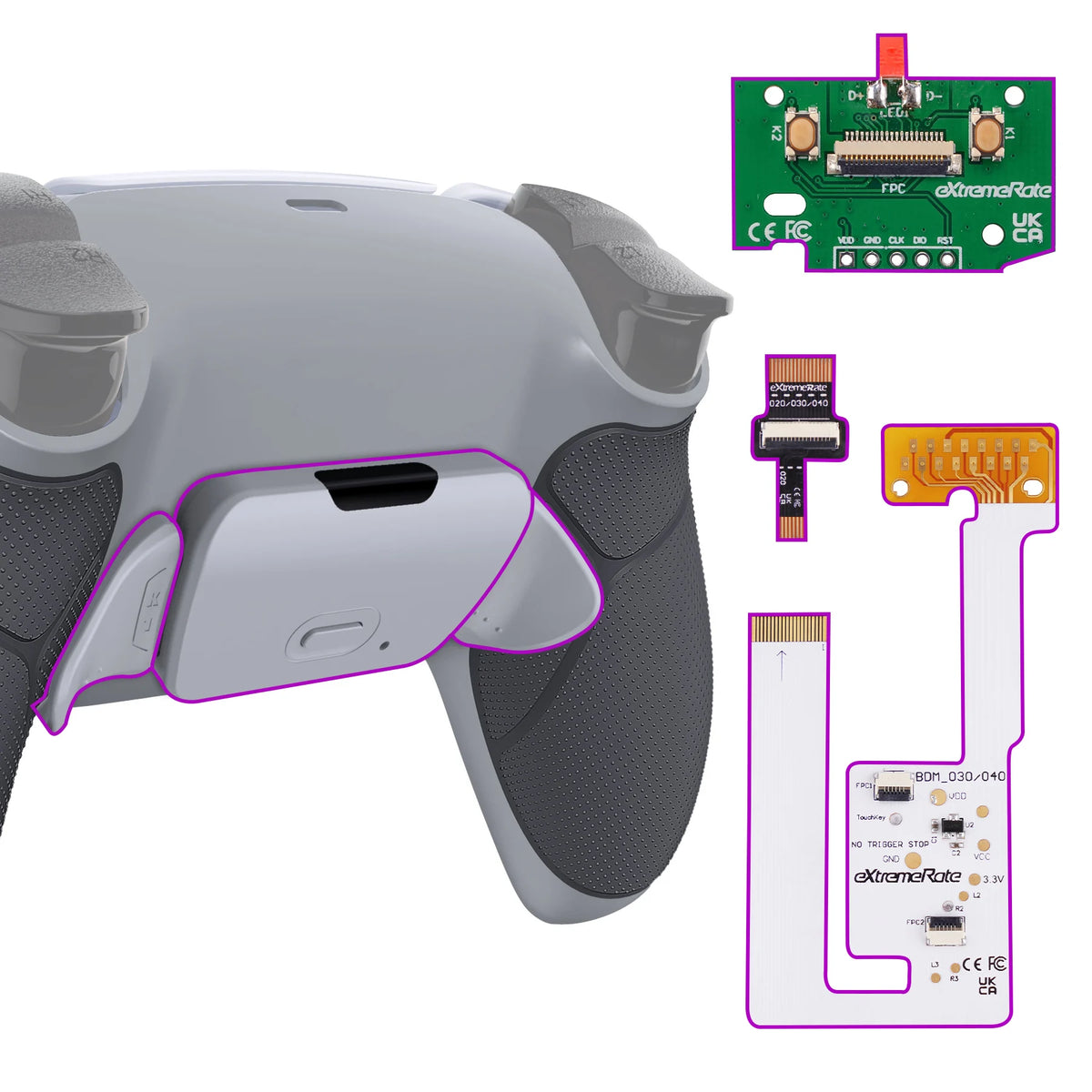 eXtremeRate Back Paddles Programable RISE V3 Remap Kit for ps5 Controller BDM-030/040/050, Upgrade Board Back Shell Back Button