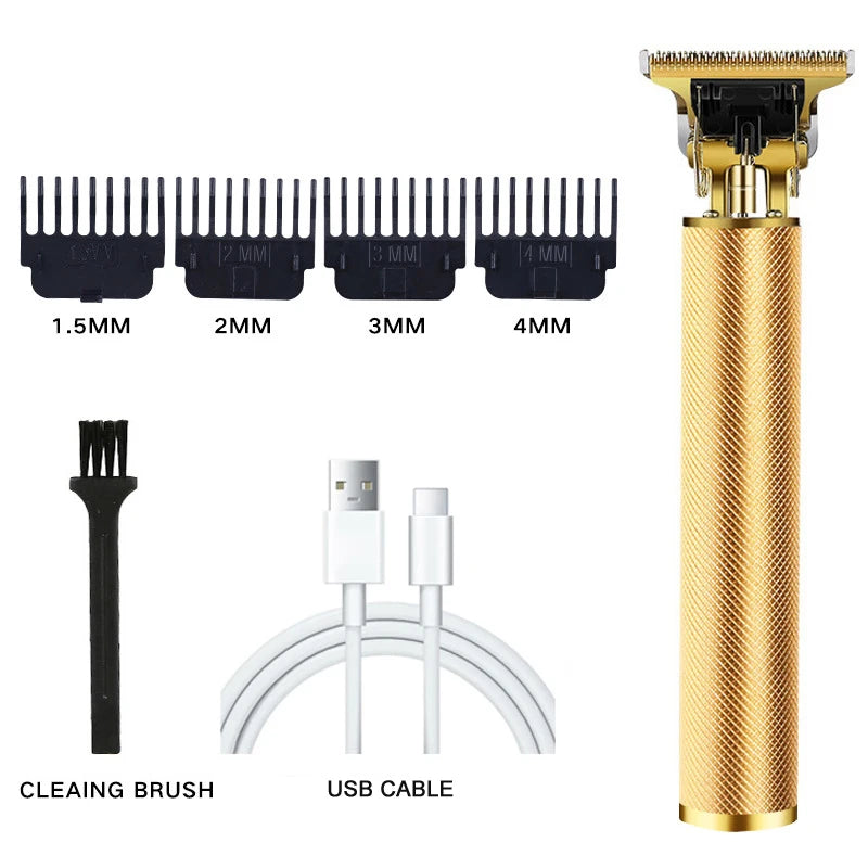 Rechargeable Mens T9 Carving Hair Clipper Vintage Portable USB Cleaning Barber Professional Hair Cutting Machine Beard Trimmer