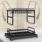 2 Tier Stainless Steel Dish Drying Rack With Drainboard Kitchen Tableware Storage Organizer