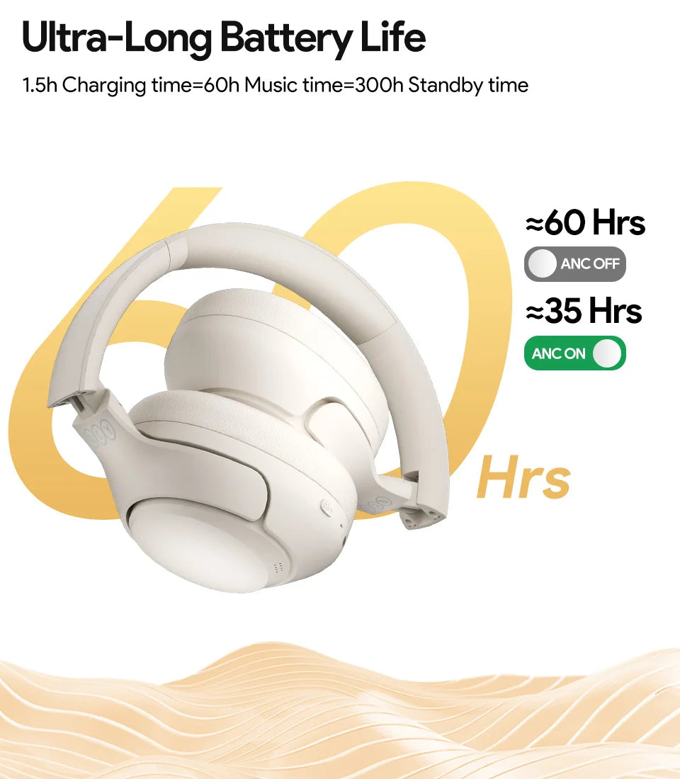 QCY H3 ANC Wireless Headphones Bluetooth 5.4 Hybrid Noise Cancellation 60H