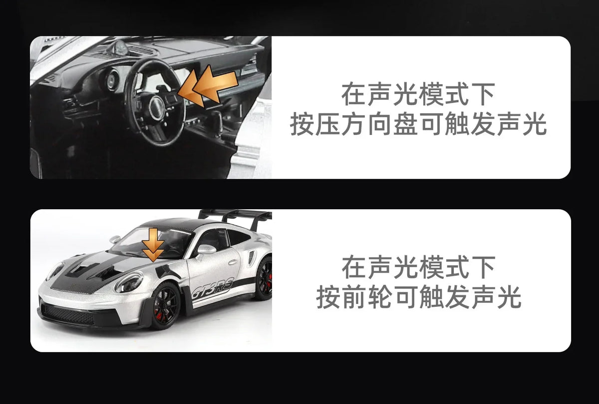 1:24 911 GT3 RS Alloy Sports Car Model Collection Ornament Toy Vehicle Diecast Miniature Voiture Boyfriend Gift