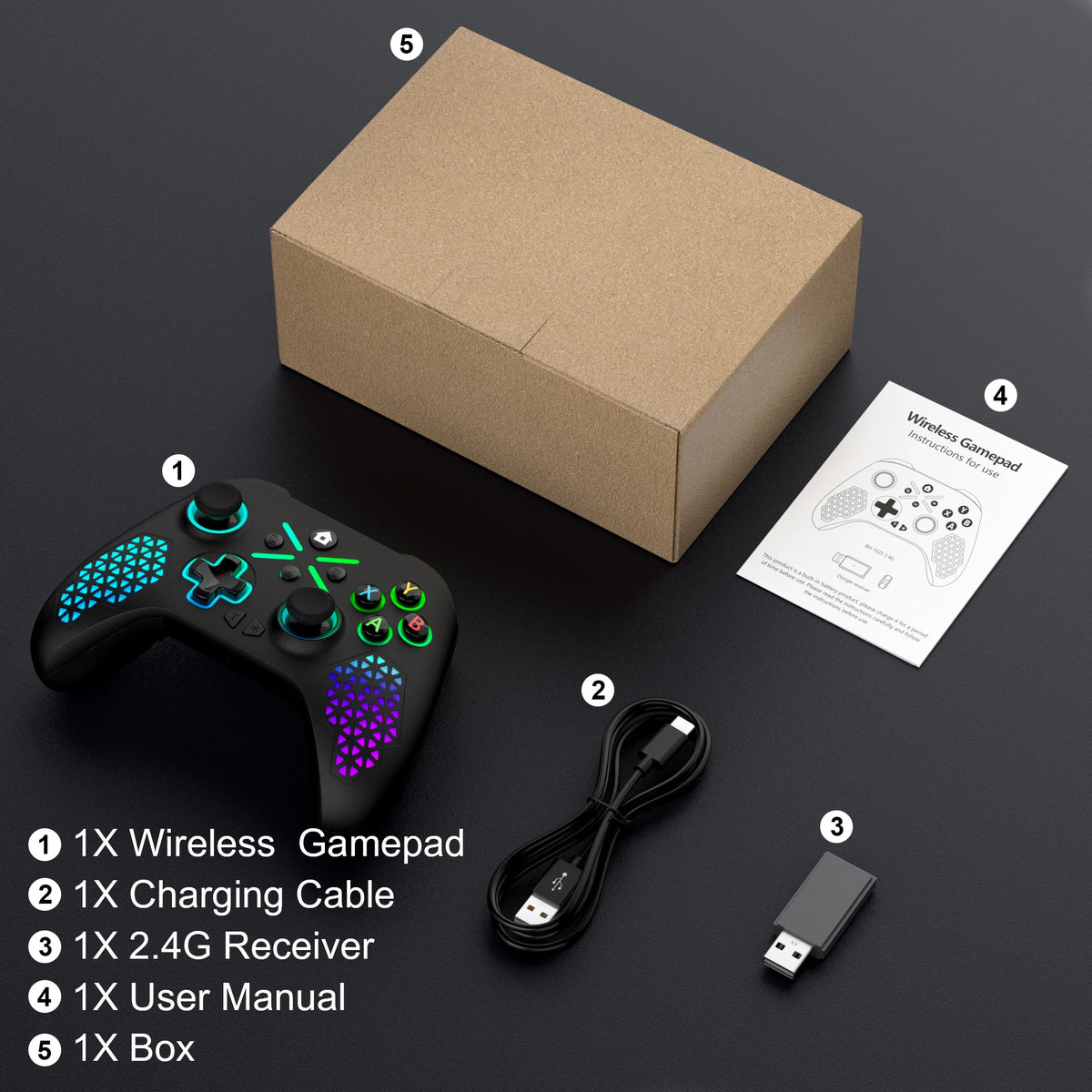 Controller For Xbox One/S/X/Series S/X PC Console Gaming Joystick 2.4G Wireless Gamepad 6-Axis Dual Vibration Hall Effect Rocker