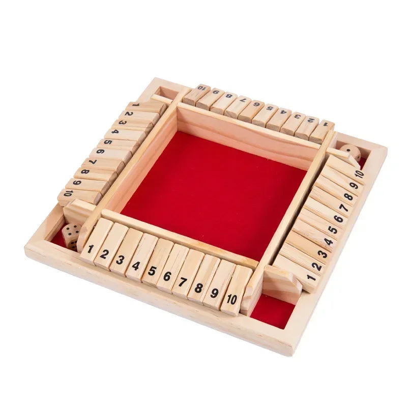 Montessori Wooden Board Game Kids Learning Educational Toys 10 Numbers Four Sided Shut Party Club Games Interesting Family Game