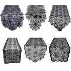 Halloween Table Runner Tablecloth Spider Web Halloween Black Fireplace Mantel Cover for Home Party Halloween Decoration