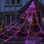 8 Modes Halloween Spider Web Lights Glow Waterproof Luminous Halloween Spider 5m Triangle Scary Giant Spider Bar